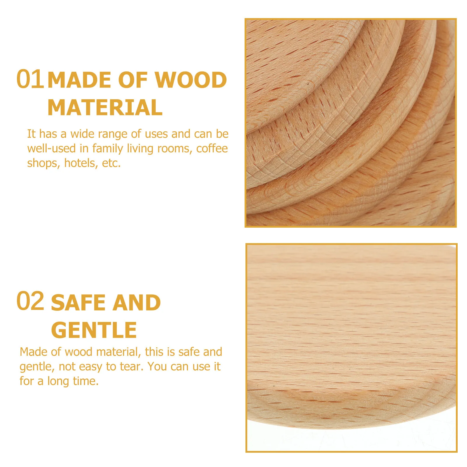 6Pcs Wood Coasters Natural Grain Cup Coasters Heat Insulation Table Protector Drink Coaster Set for Living Room Kitchen Desk