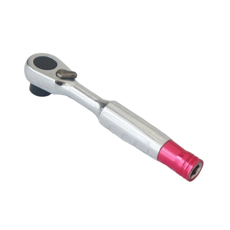 T19C 72 Teeth 1/4'' Wrench Mini Ratchet Wrench Hex Screwdriver Socket Repair Torques Spanners Hand Tool For Bicycle Bike Red