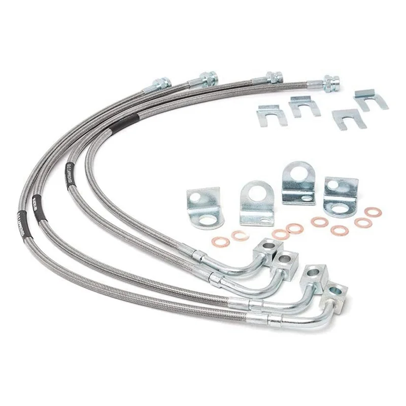 H5-Front & Rear SS Braided Brake Lines For  JK Wrangler 4Inch-6Inch Lift 89716 2007-2018