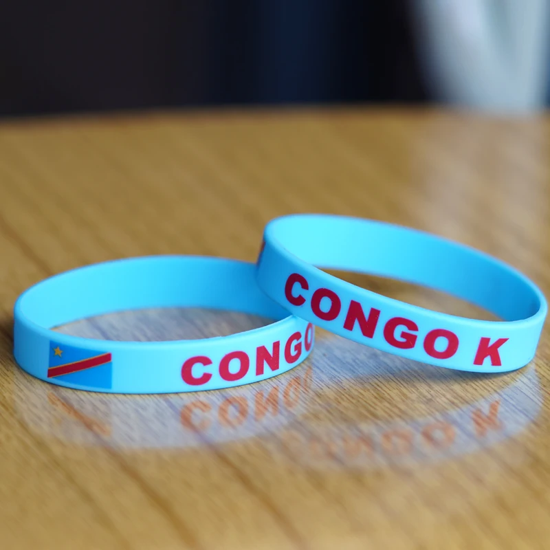 Customized 2pcs Congo K National Flag Wristband Sport Silicone Bracelet Rubber Band Commemorative Fashion Accessory