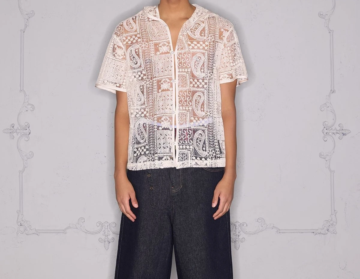 

2026 New Summer Jacquard Loose Hooded Short Sleeved Shirt Men's Shirt