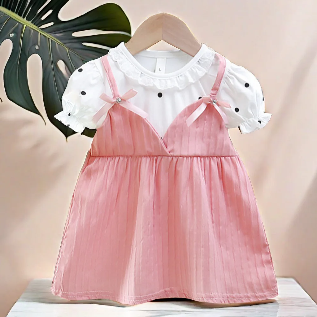 Summer Kid Girl Dress Lace Doll Collar Elegant Princess Dress Wedding Dress Infant Outfit Birthday Party Baby Girl Clothes A1181