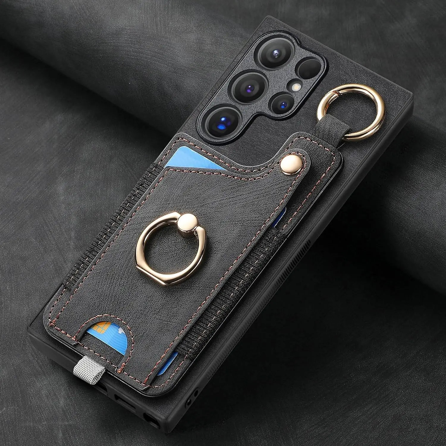 

PU Wallet Case for Samsung Galaxy S24ultra/S24plus/S24 with Ring Holder with Card Slot Support Magnetic Wireless Charging