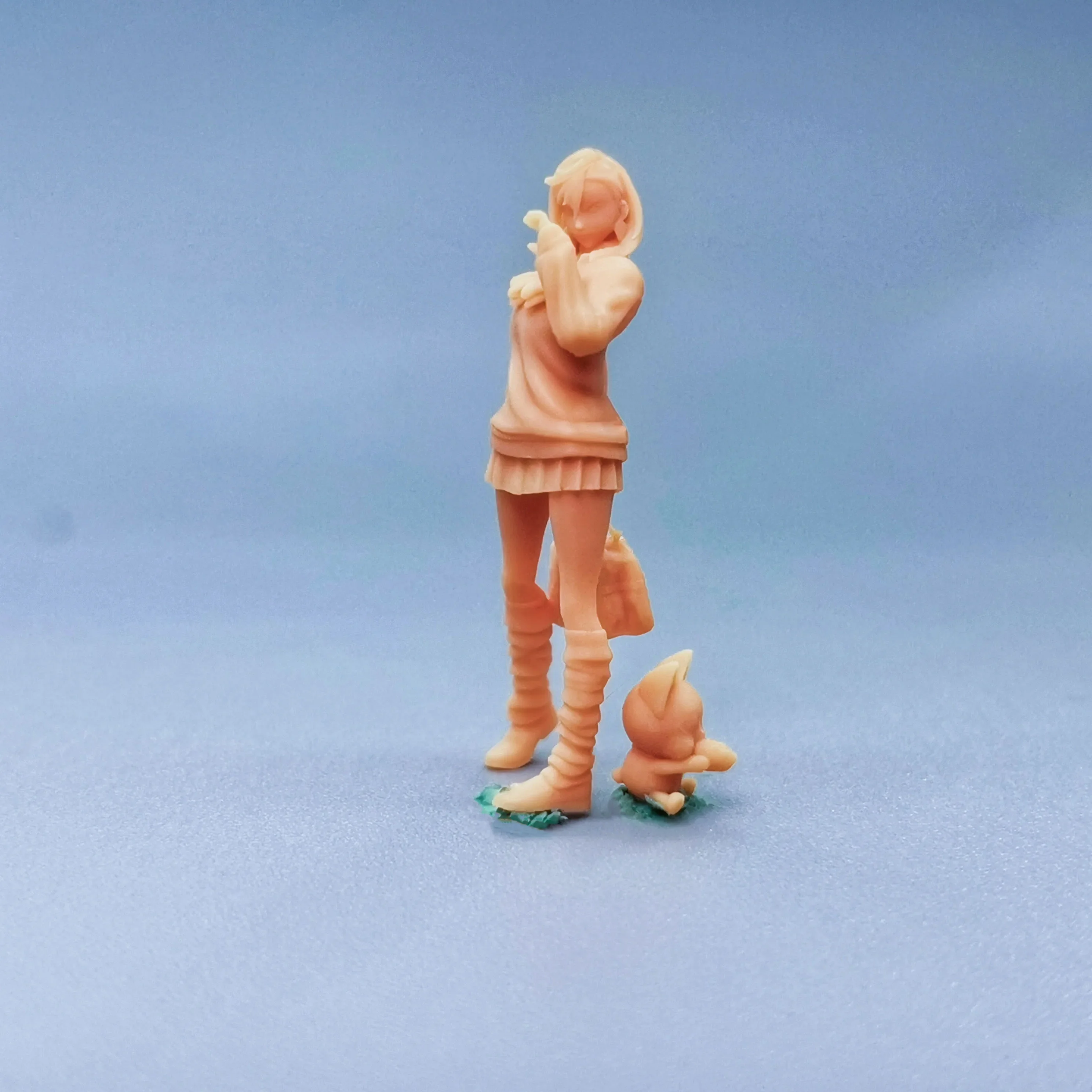 1/64 Figuren Maßstab Modell Harz Dangda Dang Lingse Pfirsich und Katze ungefärbte Miniaturen Diorama handbemalt C016