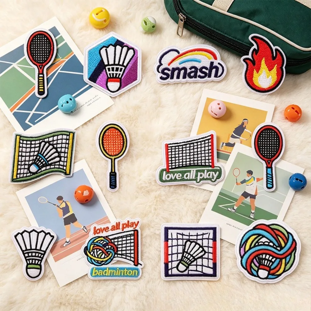 Adminton Sport Embroidery Patch Racket Sticker Shuttlecock Iron on Patches DIY Backpack Jersey Cap Sewing Fabric Repair Applique
