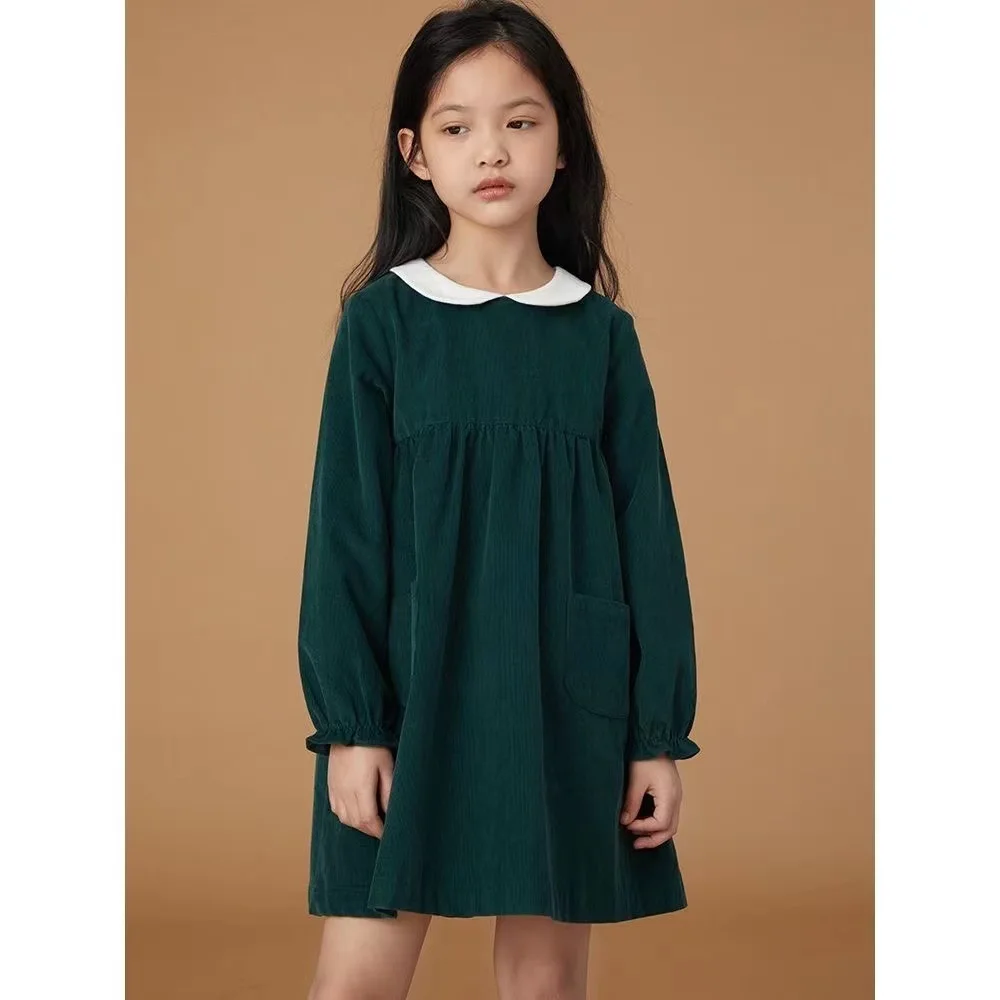 Big Girls Corduroy Dress Green School Fall Dresses For Teen Girls Long Sleeve Tween Dresses 12-14 6 8 9 16 18 5 7 9 11 13 Year