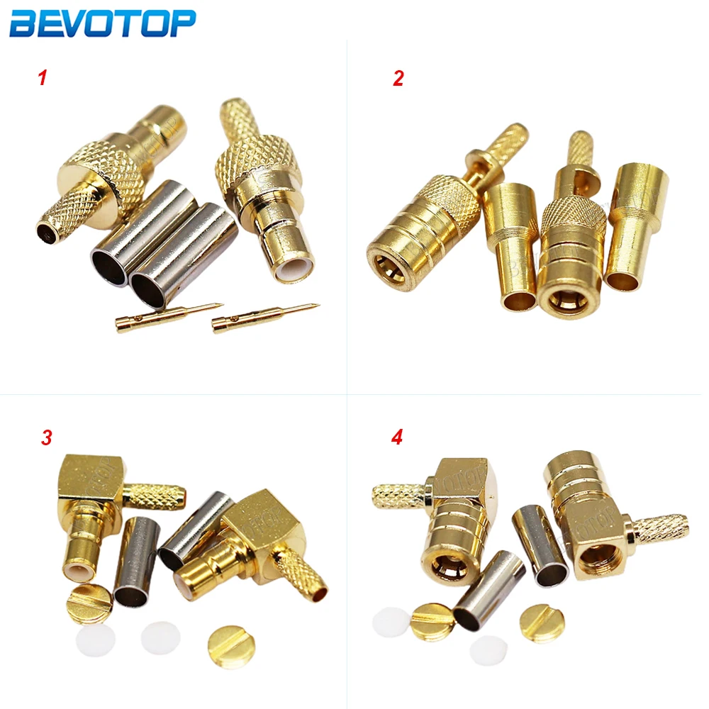 

10Pcs/Lot SMB Male/Female Straight or Right Angle Connector Crimp 50 Ohm for RG174 RG316 LMR100 Cable RF Connector Gold Plated