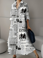New Autumn Big Size Women's Dresses Retro Loose Fashion Printed Long Sleeve Shirt Dresses Party Dresses Women's Casual Dresses