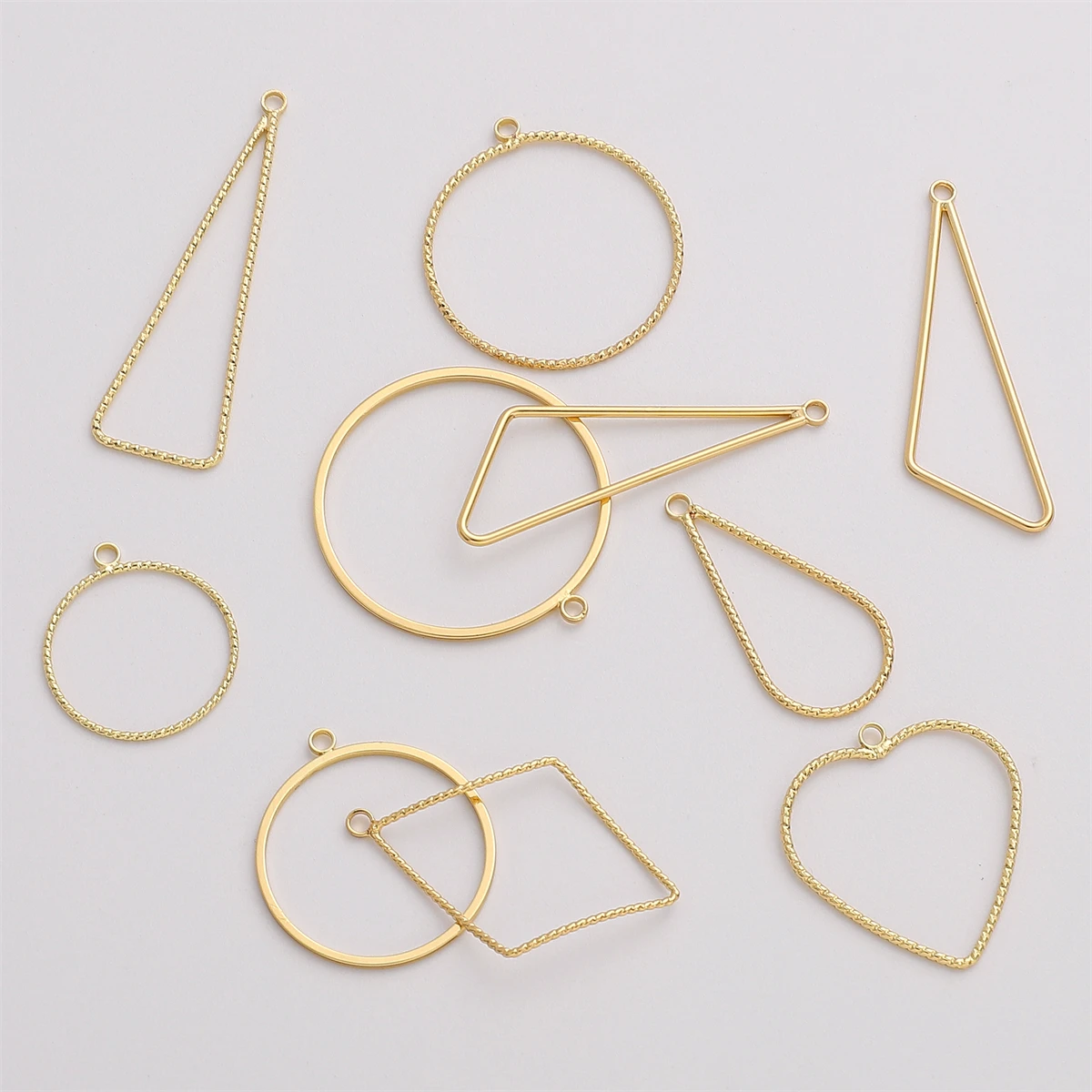 1pc 14K Gold Plated Brass Geometrically Shaped Frame Findings Dripping-shape Charms for Necklace Earring DIY Jewelry Findings