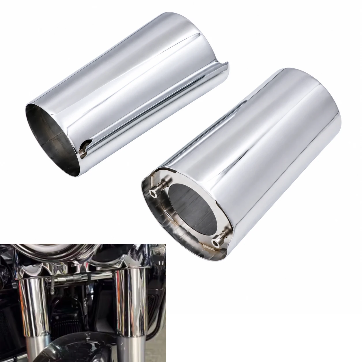 1Pair Chrome Motorcycle Front Fork Slider Covers for Harley Touring Electra Street Tri Glide 2014 2015 2016 2017 2018 2019 2020