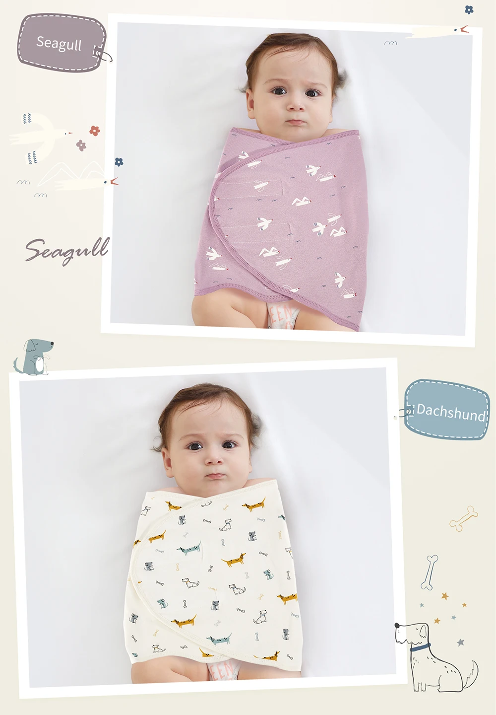 حقيبة تغيير الحفاضات الصيفية الرقيقة المصنوعة من القطن الناعم لحديثي الولادة من Bilayer