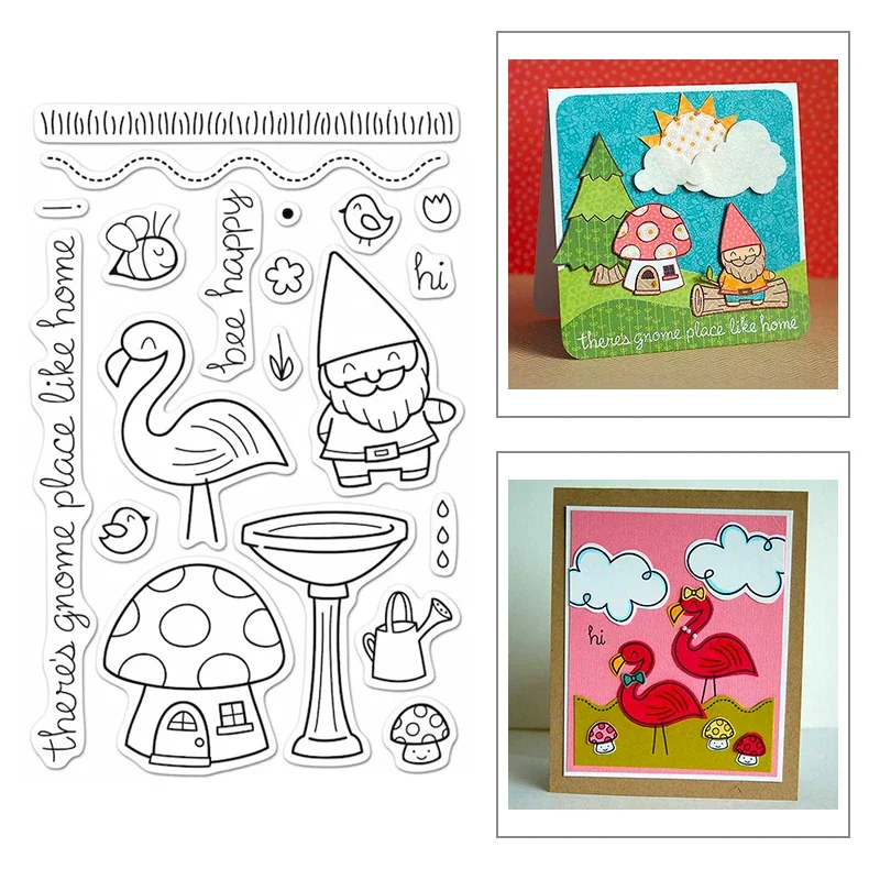 Новинка 2021, карликовый грибной домик, фламинго, прозрачные штампы и наборы металлических штампов для рукоделия, поздравительных открыток, скрапбукинга