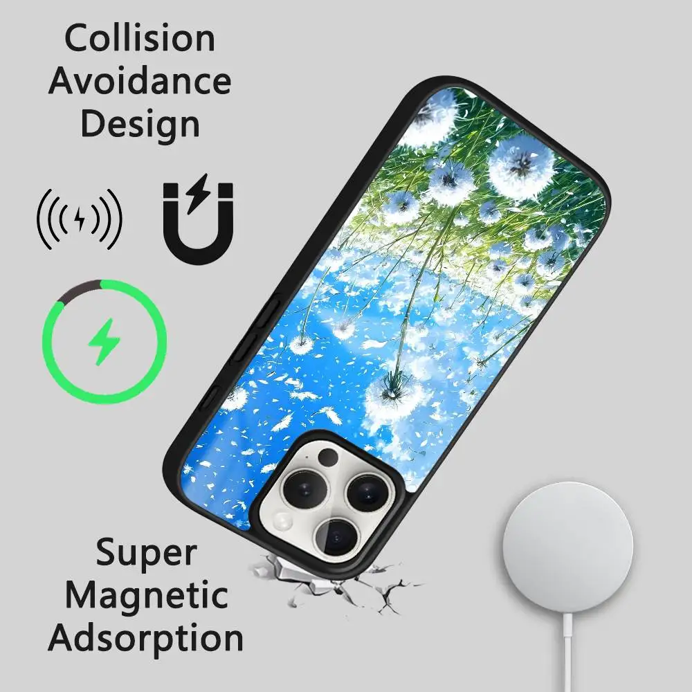 Funda de teléfono con paisaje Natural Sunshine para IPhone 17 16 15 14 13 12 11 Pro Max Plus Mini Magsafe espejo Funda magnética inalámbrica