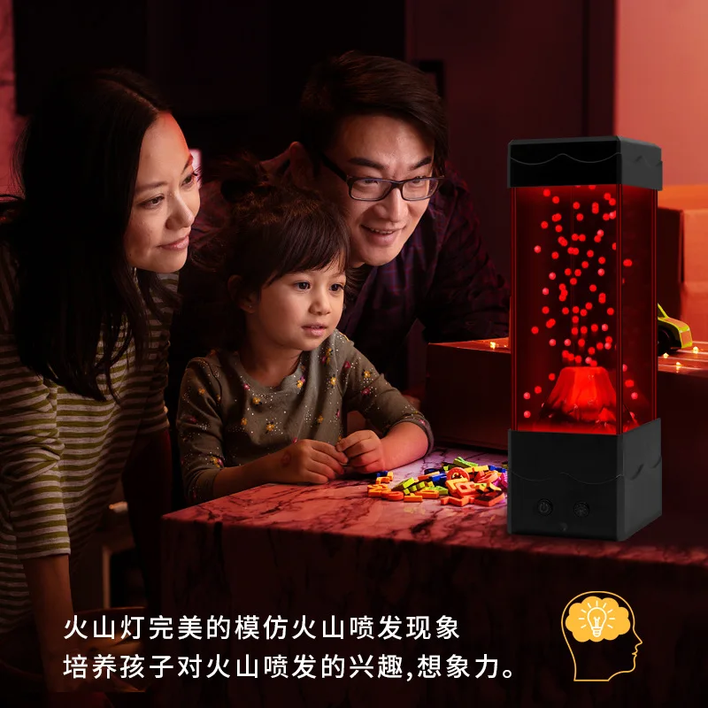 Luz LED de Lava Volcano para decoración del hogar, luz nocturna, juguetes creativos para niños, lámpara de decoración de escritorio para niños y