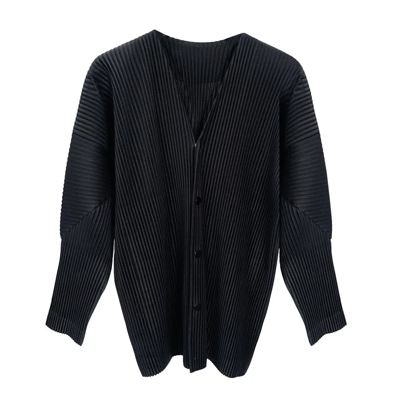 

Miyake Pleated High-end Men's Jacket Autumn New Korean Version Collarless Cardigan Casual Suit Jacket Men's Top