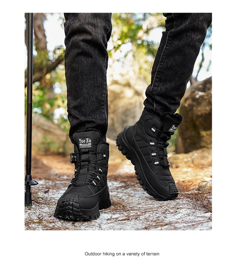 Outdoor Herren Schneestiefel Winter Plüsch Warme Baumwollstiefel Hohe Herren Freizeit Wanderstiefel Rutschfeste Wasserdichte Knöchelstiefel – Detail 15