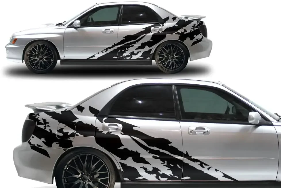 

Factory Crafts Shred Side Graphics Kit 3M Vinyl Decal Wrap Compatible with Subaru Impreza WRX STI 20022007 Matte Black