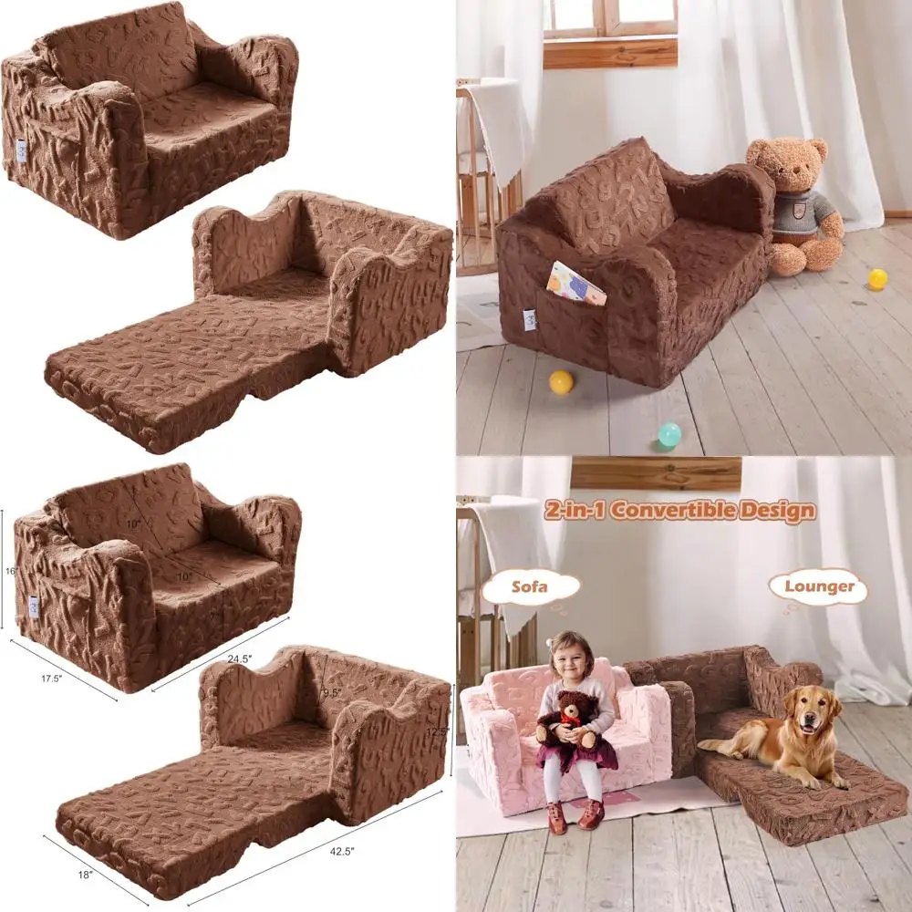 

Convertible Toddler Couch, 2-in-1 Sofa Lounger Bed for Kids, Perfect for Reading, Sleeping, Gaming, Suitable for Boys and Girls