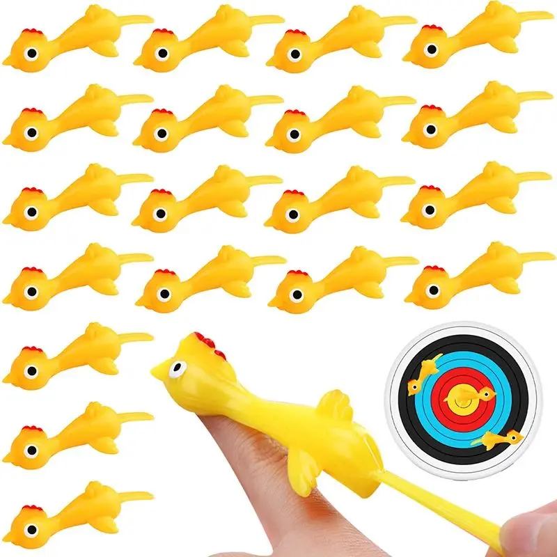 10-30 pièces, jouet de sport original, tir à la fronde, poulet, catapulte, éjection, caoutchouc, farce, mignon, jeu de doigts volant, collant