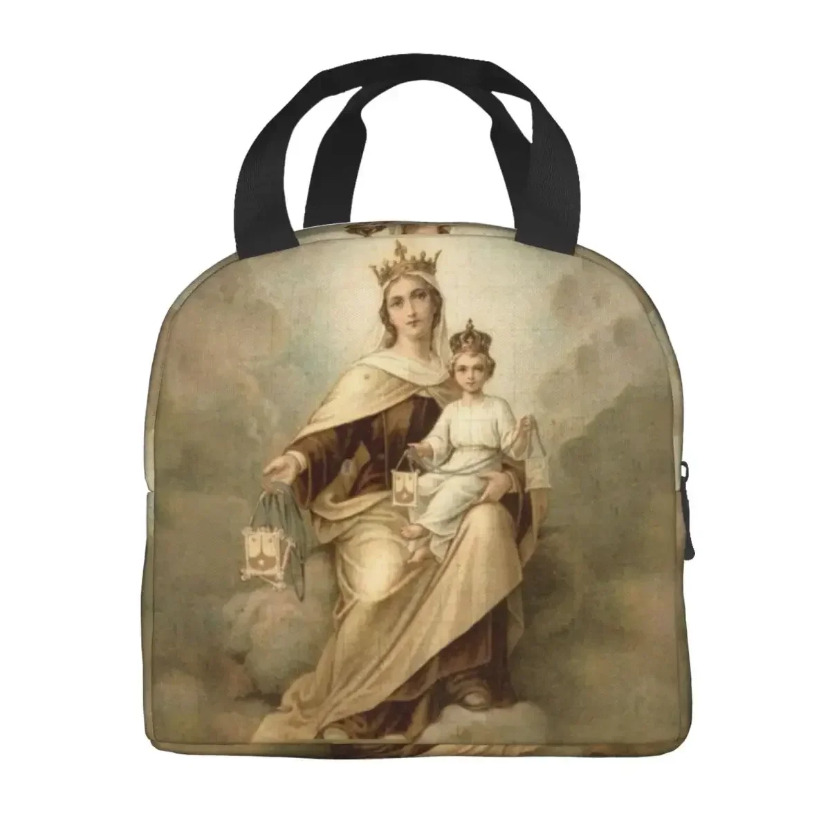 مخصص سيدة جبل الكرمل معزول حقيبة الغداء للعمل مدرسة الكاثوليكية مريم العذراء مقاوم للماء برودة صندوق غداء حراري #3