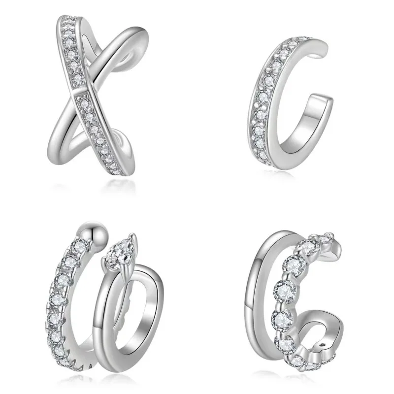 

Серьги-клипсы KEEP YES с муассанитом для женщин, праздничные украшения, аксессуар из стерлингового серебра S925, покрытые 18-каратным белым золотом