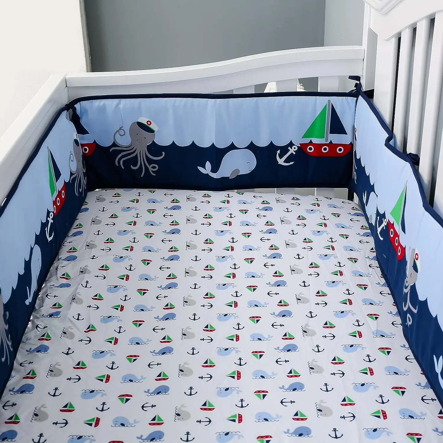 4pcs/set Multi-color Newborn Breathable Crib Soft Fence Baby Bed Bumper Bed Railing Protector (25.4*406.4cm)