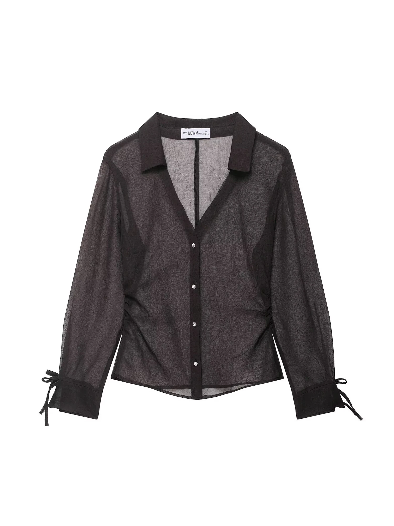 

Women Black Gothic Polo-Neck Shirts and Blouses Vintage Y2k Aesthetic 2000s Long Sleeve Perspective Shirt Clothes Spring Autumn