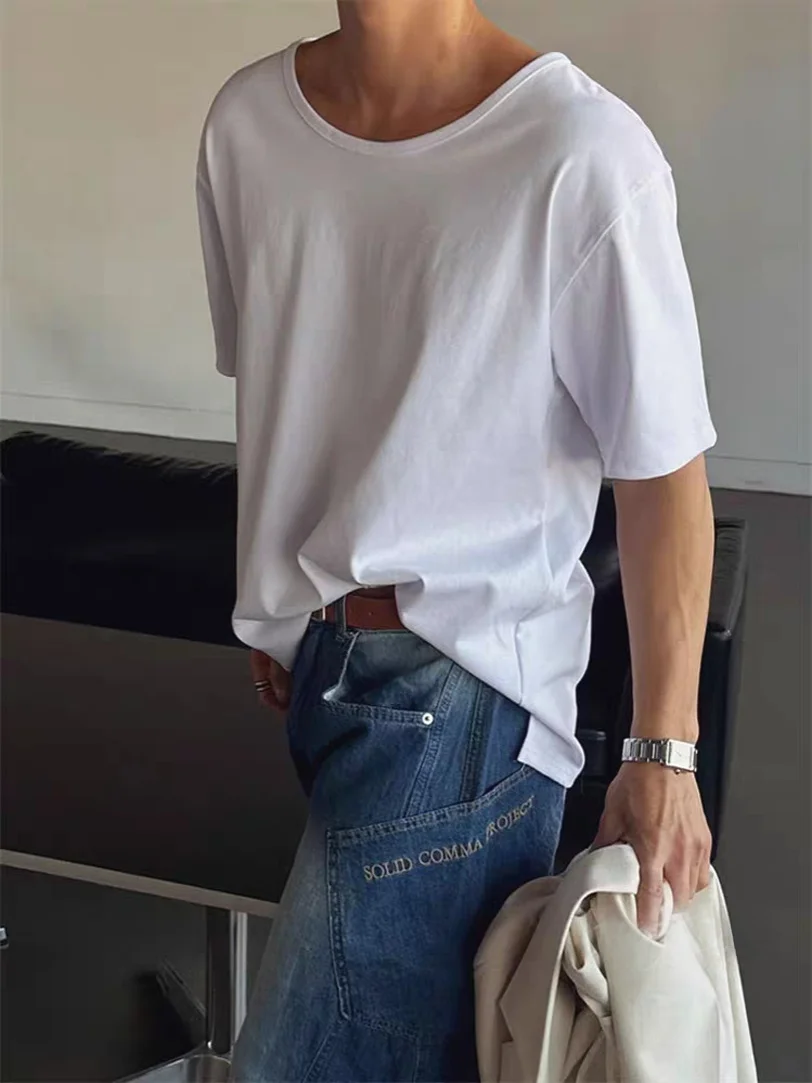 

Low-Ne Ice Oxygen Cotton U-ape Men's T-irt Loose ort Sve Base irt Youth Summer Faion Casual Comfortable Tee