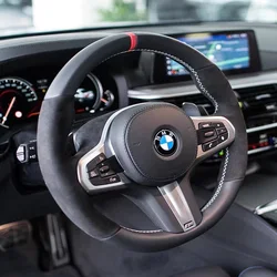 For BMW M Sport G30 G31 G32 G20 G21 G14 G16 X3 G05 X4 G02 X5 DIY Genuine Leather Car Interior Non-slip Car Steering Wheel Cover