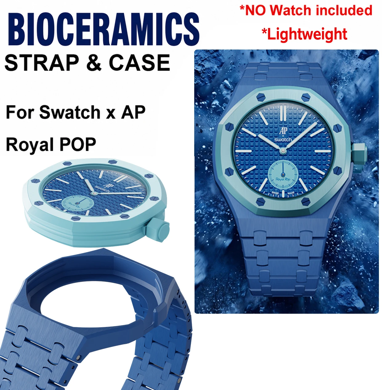 Soul Cool Lightweight Bioceramics Modification Kit For Swatch x AP Royal POP Watch Case Strap Pocket Changer To Wristwatch
