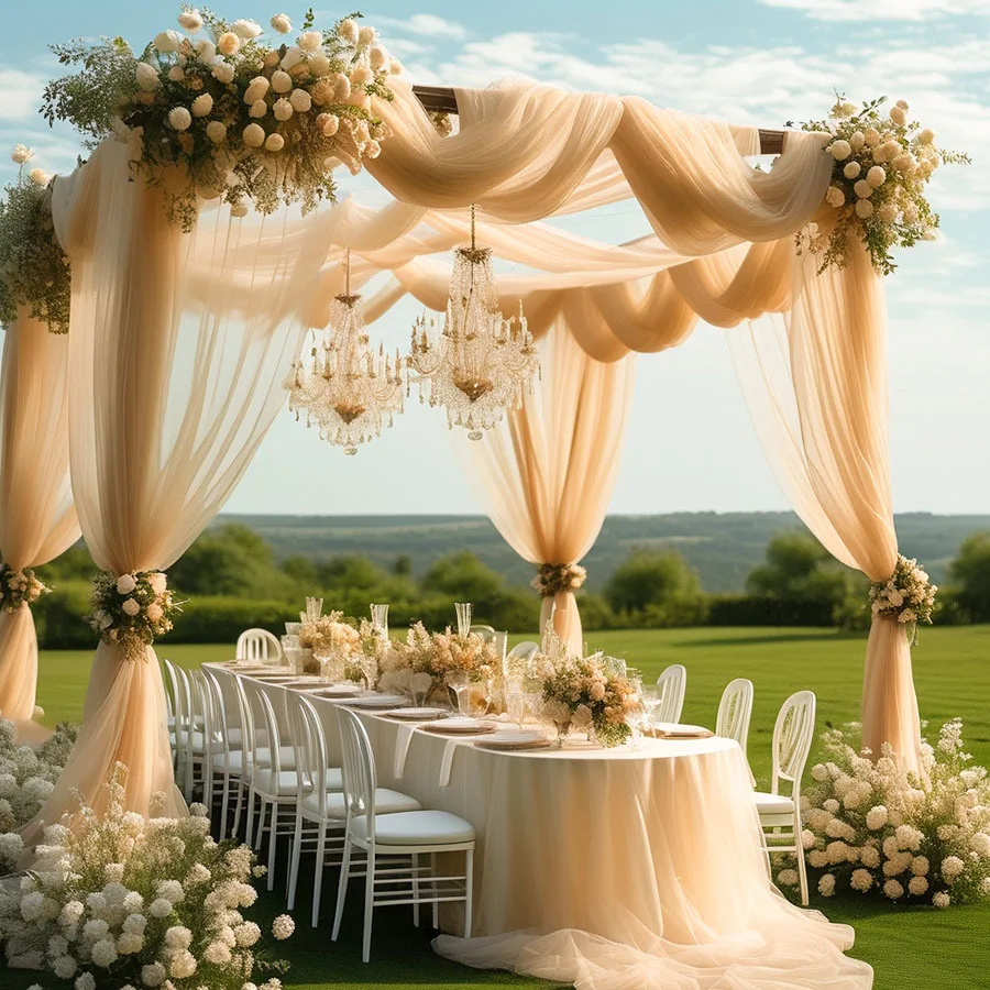 1 шт. тюль фон занавеска шампанское прозрачная свадебная арка фон шторы для свадебной вечеринки фон детский душ потолочный декор