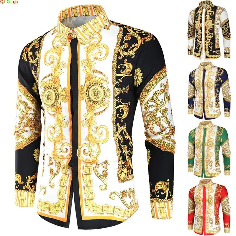 Luxury Royal Slim Fit Casual Shirt for Men Long Sleeve Paisley Print Cleanfit Style Inner Wear Chinese Brand Unisex