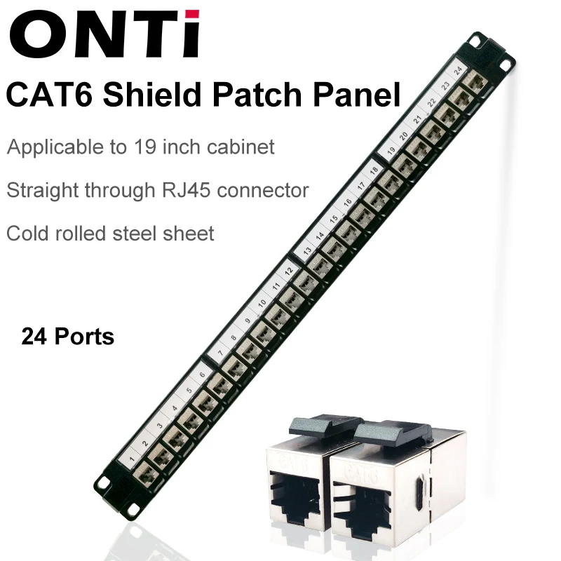 

24 Port CAT6 Shield Patch Panel RJ45 Connector Applicable To 19 Inch Cabinet Network Cable Rack Ethernet Distribution Frame