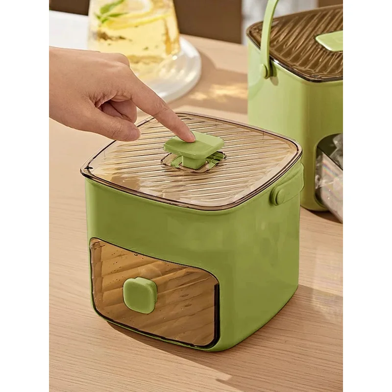Portable Ice Maker with Handle & Storage Drawer Countertop Ice Cube Maker Compact Ice Maker Machine for Household & Outdoor Use