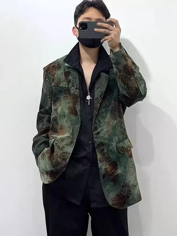 

Loose Fit Casual Men's And Women's Autumn Sle Floral Patterned Single-breasted Jaet Super plus Size 300 Pou Chinese Fa...