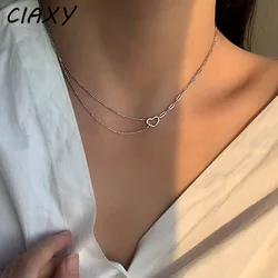 Ciaxy-女性のための銀のハート型ペンダント,非対称ネックレス,絶妙な色,チョーカー,kpopジュエリー,ギフト