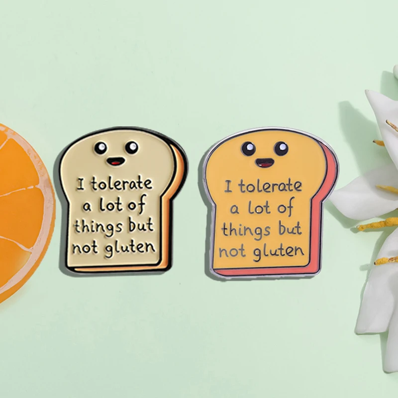 I Tolerate A Lot of Things But Not Gluten Enamel Pin Cartoon Toast Metal Brooch Lapel Badge Accessories Jewelry Gift For Friends