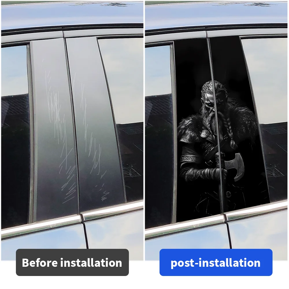 Cool Viking Warrior Car Stickers Auto B Pillar Waterproof Center Column Decor Cover Scratches Car Doors Pillar Decals Accessorie