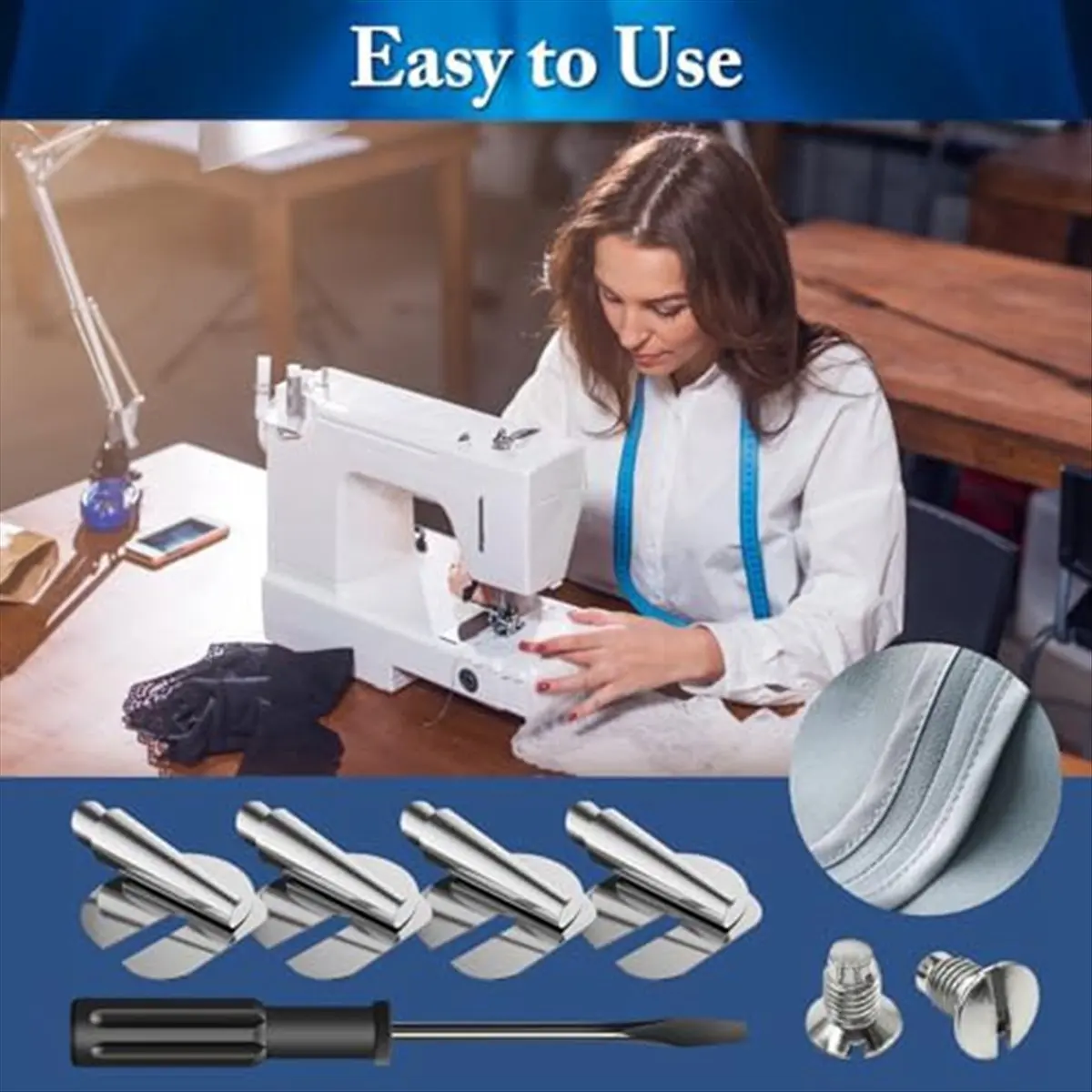 HITL Sewing Rolled Hemmer Foot,Wide Narrow Sewing Machine Presser Foot Set,Universal Sewing Machine Curved Hemming Foot