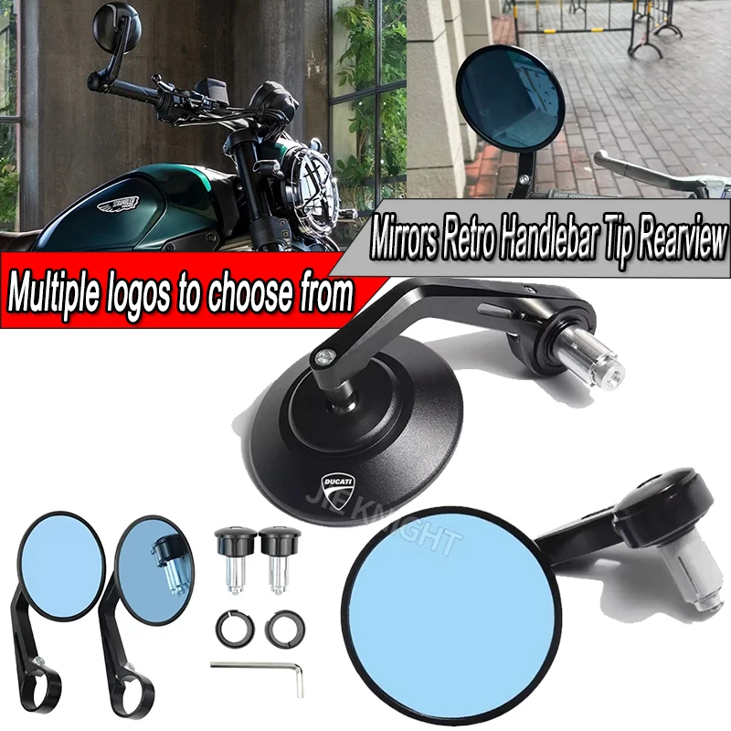 Para Ducati Scrambler 400 800 1100 Monster 695 696 796 797 821 1100 1200S espejos de extremo de barra de motocicleta Retro manillar punta retrovisor