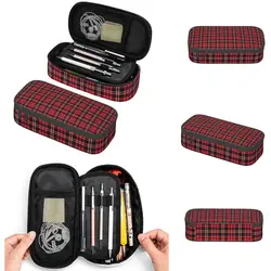 Classic Red Checkered Scottish Tartan Plaid Pattern Pencil Cases Large Storage Pen Bags Pen Box Pencil Pouch For Girls Students