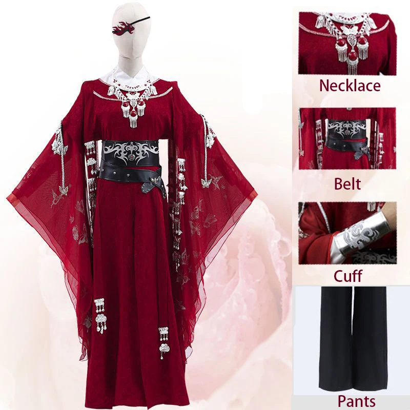 

Anime Tian Guan Ci Fu Cosplay Hua Cheng Costume Heaven Official's Bless HuaCheng Red Costume Ghost King's Music Full Set Cosplay