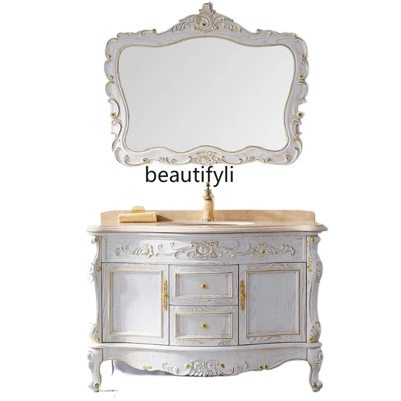 

European bathroom cabinet combination small apartment washbasin French floor washstand bathroom cabinet washstand