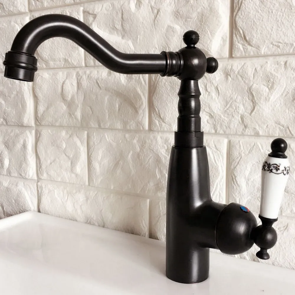 

Oil Rubbed Bronze Deck Mount Single Handle Single Hole Swivel Spout Bathroom Vessel Sink Faucet Vanity Basin Mixer Tap tnf375