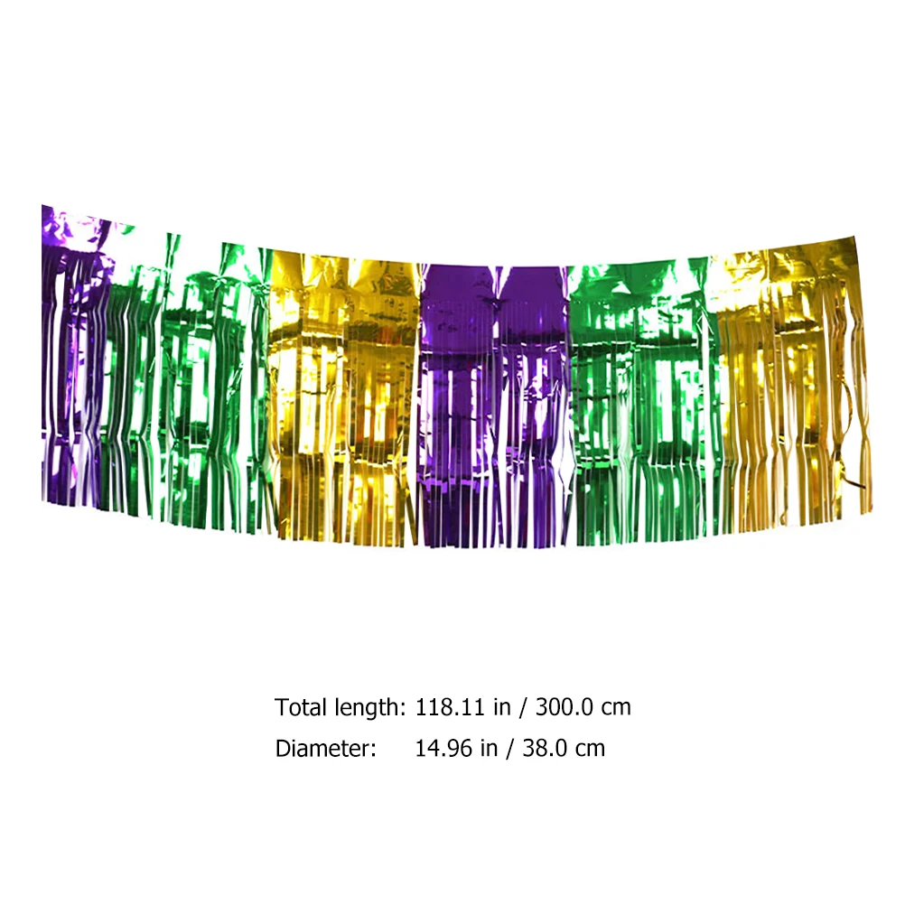 

2pcs Colorful Table Curtains 3M Glitter Background Tassel Hanging Metallic Line Portable Lightweight