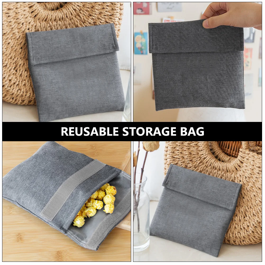 

3 pcs Snack Storage Bags Washable Reusable Food Bag For Sandwiches Fruit Kitchen Dessert Storage Bag Grey Green Pink