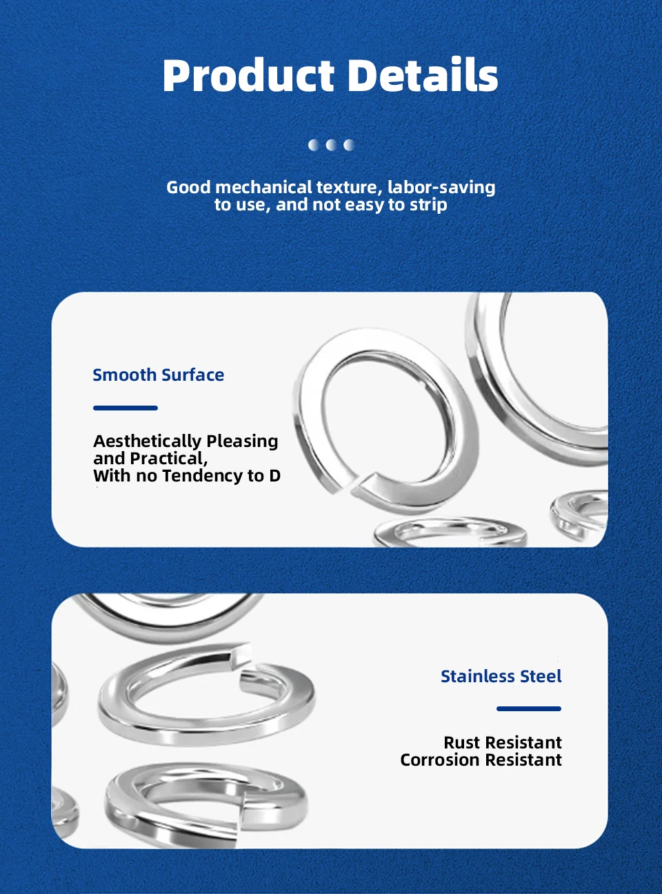 316 Edelstahl-Spannring, selbstsichernd, GB93, mit quadratischen Enden, geteilte Feder-Sicherungsring, elastische Sicherungsring-Dichtung, M2-M30 – Detail 9