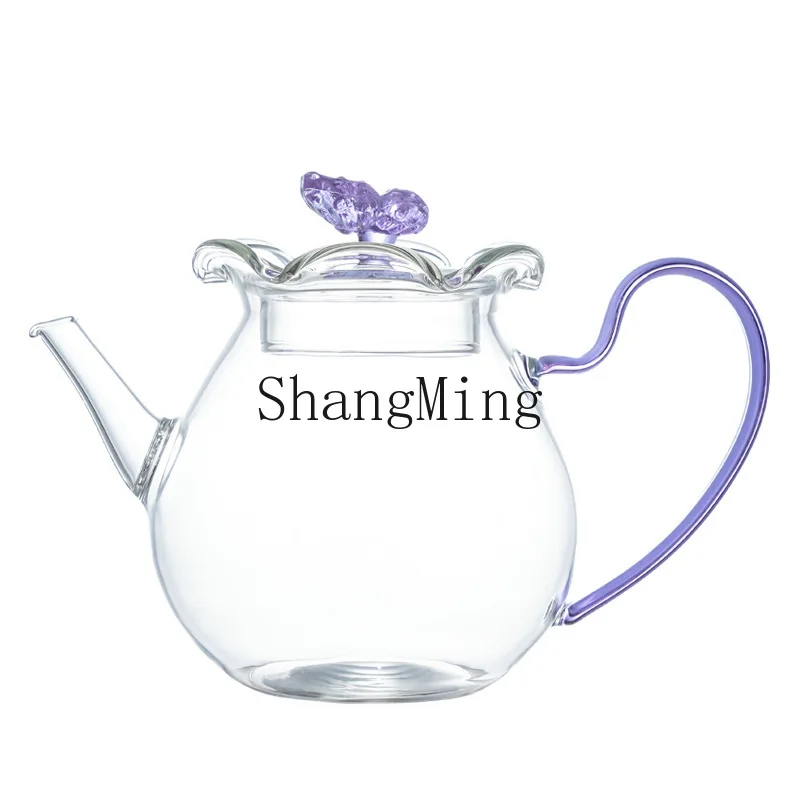 

PYH new high borosilicate glass lily of the valley flower bubble teapot simple with filter small teapot