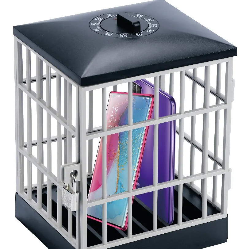 Mobile Prison Phone Storage Box Bracket Creative Cell Lock Party Home Office Phone Cage Self Discipline Timer