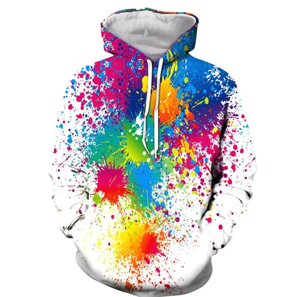 Jesienny kolor Graffiti Tie Dye 3D bluzy z kapturem z nadrukiem mężczyźni kobiety moda bluza w stylu casual obszerna bluza z kapturem swetry dres odzież